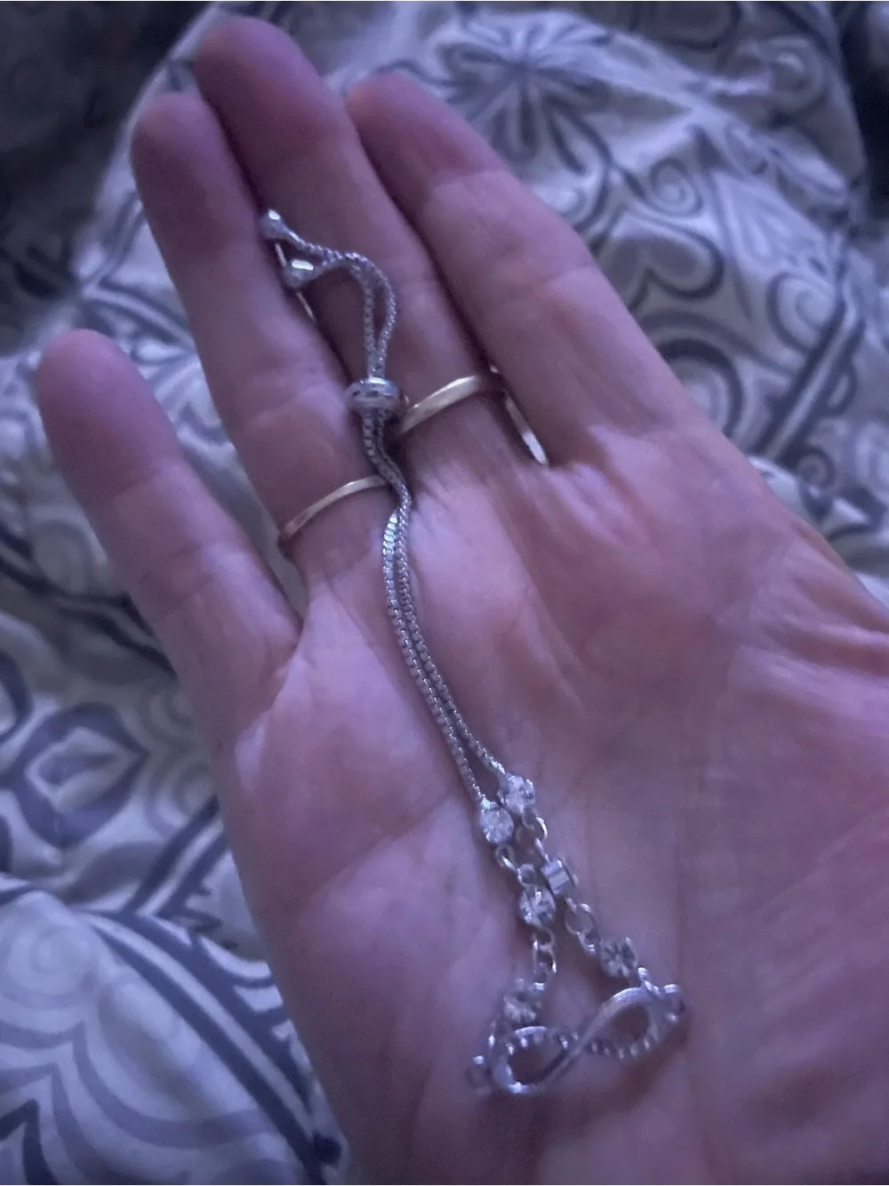 Sterling Silver Infinity Bracelet with Clear Stones